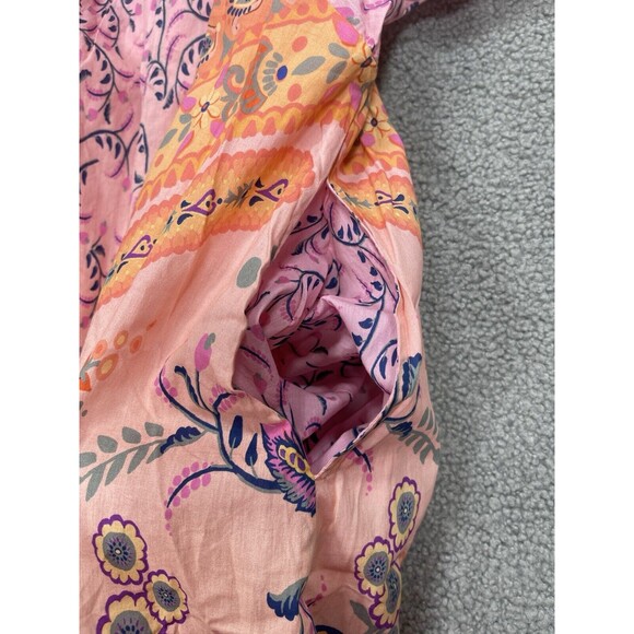 Farm Rio Anthropologie Maxi Dress Women Pink Floral Preppy Boho Retro Sz L NWT - Picture 11 of 14